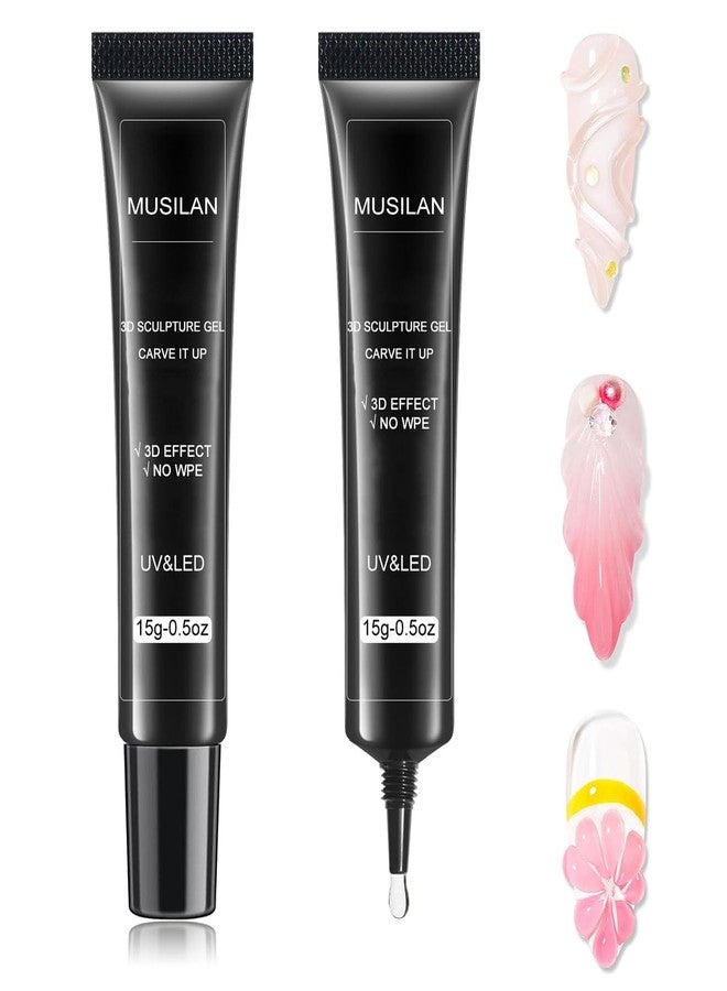 MUSILAN 2PCS 3D Nail Sculpting Gel Nail Art Glue for Nail Art Designs DIY Clear Builder Craving Sculpting Molding Gel for 3D Acrylic Nail Drawing & Painting - Image 1